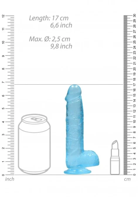 Realrock gélové dildo s prísavkou 15 cm modré