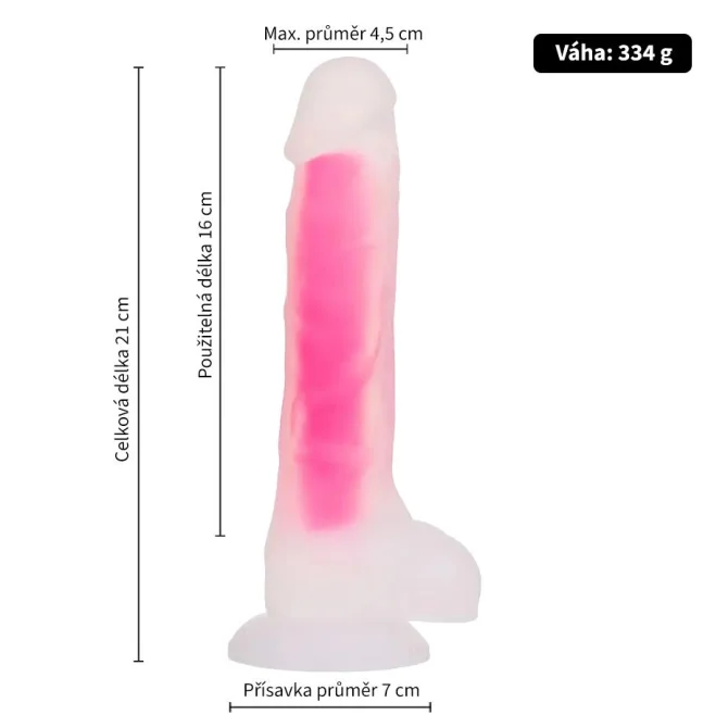 BOOM silikónové dildo svietiace v tme ružové