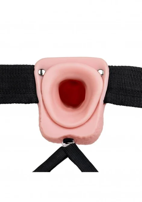 Realrock Hollow Strap-on dutý pripínací penis so semenníkmi 18 cm - telový