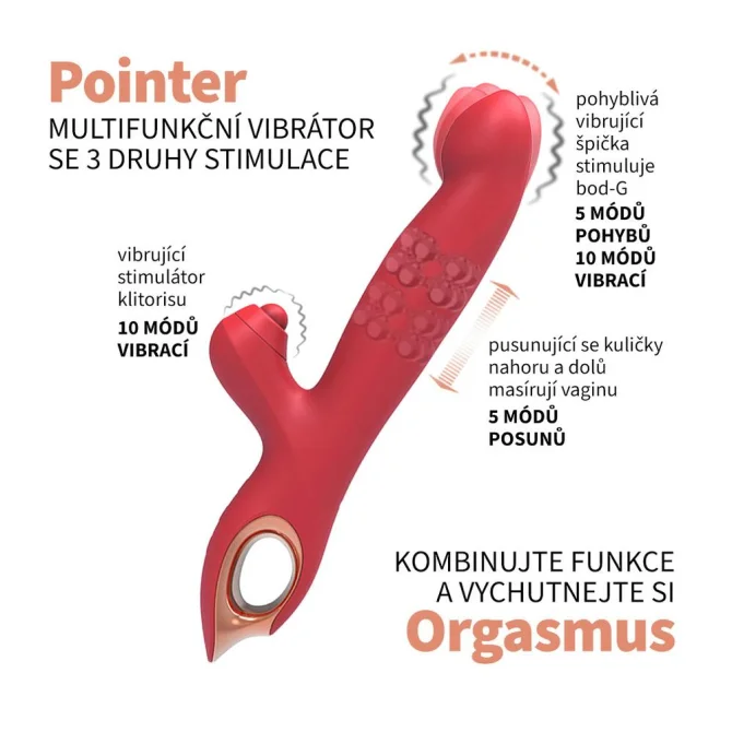 BASIC X Pointer multifunkčný vibrátor červený