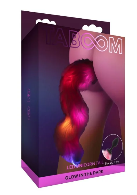 Taboom Unicorn Análny kolík so svietiacim chvostom LED