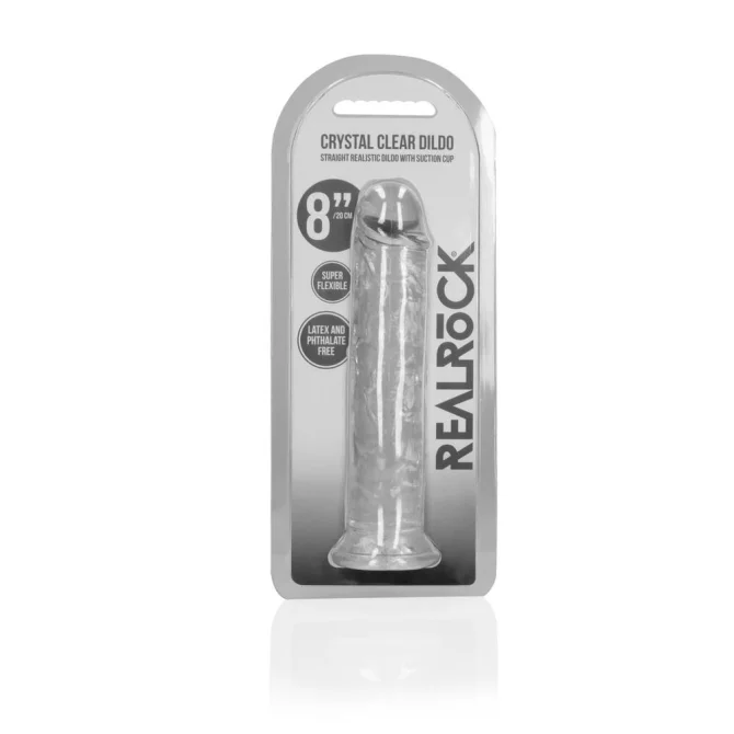Realrock Realistické dildo s prísavkou 22 cm - transparentné