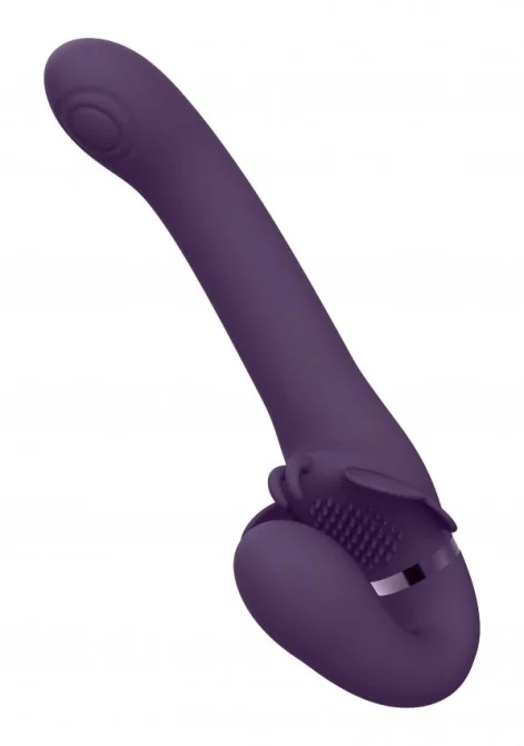VIVE Satu Pulzačný a vibračný strap-on - fialový