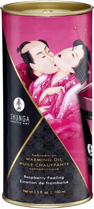 Shunga Hrejivý masážny olej s afrodiziakami - malina 100 ml