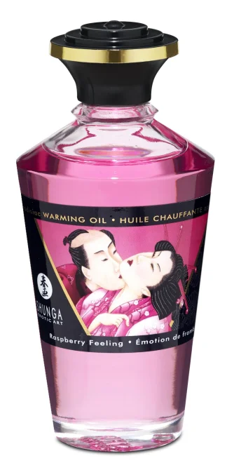 Shunga Hrejivý masážny olej s afrodiziakami - malina 100 ml