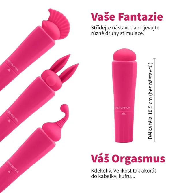 Sweet Breez Vibrátor na klitoris s nástavcami ružový
