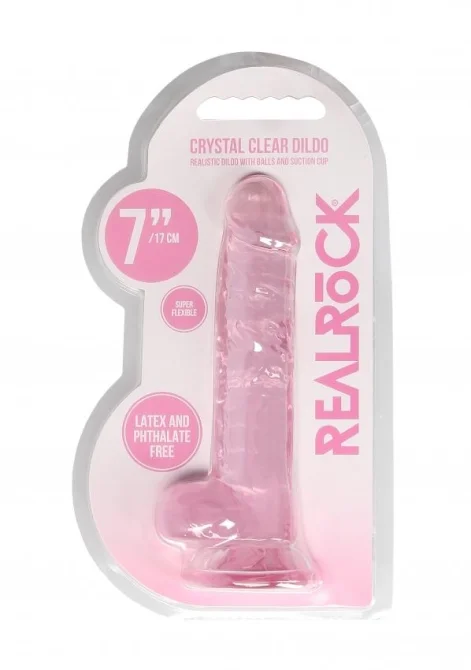 Realrock gélové dildo s prísavkou 17 cm ružové
