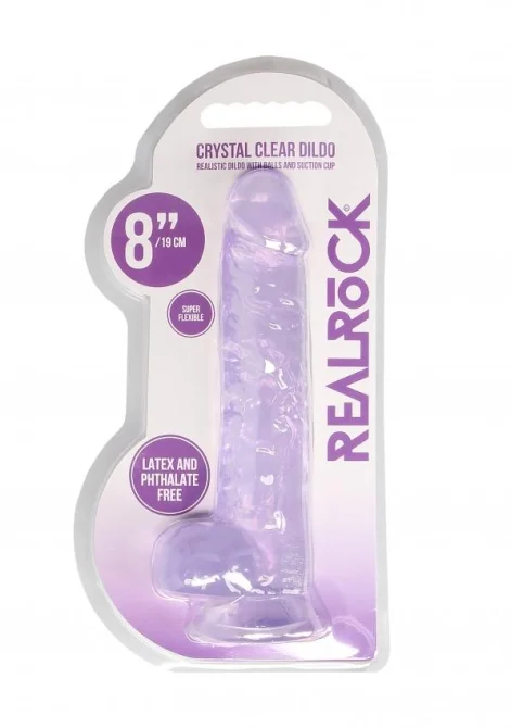 Realrock gélové dildo s prísavkou 19 cm fialové