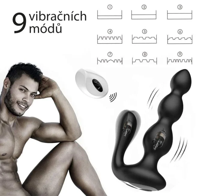 BASIC X Andy vibračný análny kolík na diaľkové ovládanie čierny