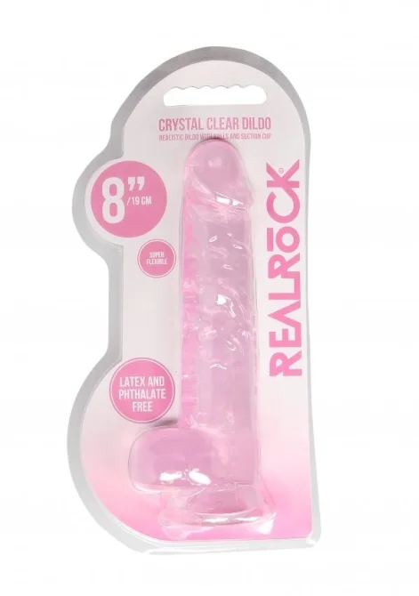 Realrock gélové dildo s prísavkou 19 cm ružové