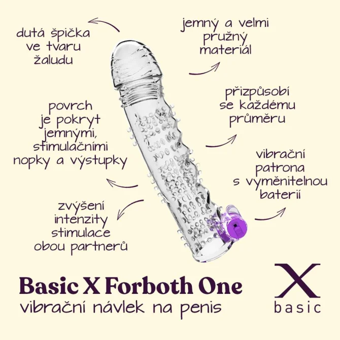 BASIC X ForBoth One - vibračný návlek na penis