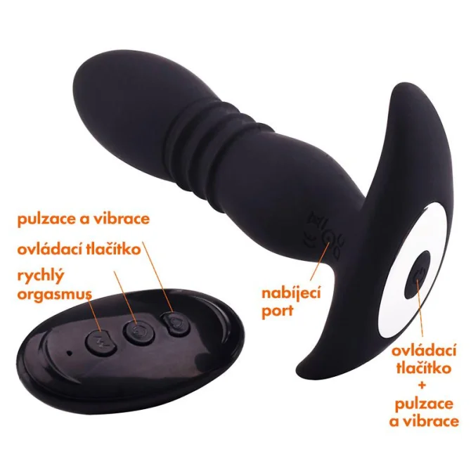 BASIC X Rafael vibračný análny kolík na diaľkové ovládanie čierny