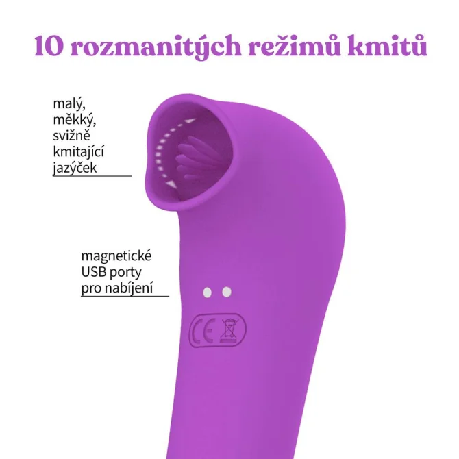Romant Lucas obojstranný vibrátor s kmitajúcim jazýčkom fialový