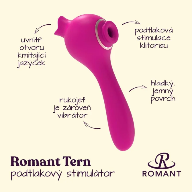 Romant Tern podtlakový stimulátor klitorisu 3v1 ružový