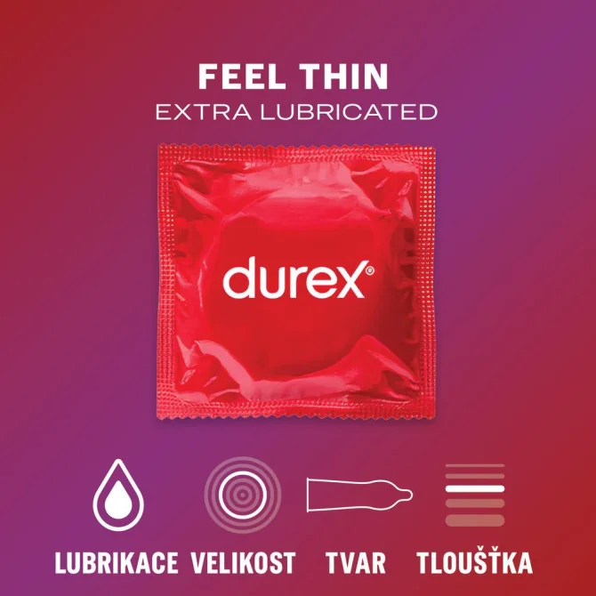 Durex kondómy Feel Thin Extra Lubricated 24 ks
