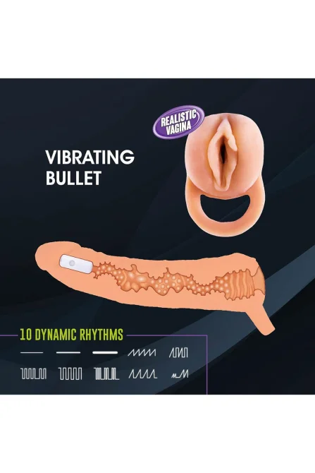 NMC Extendor 2v1 vibračný návlek na penis a masturbátor 23 cm