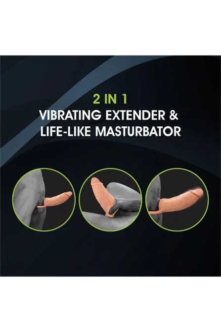 NMC Extendor 2v1 vibračný návlek na penis a masturbátor 23 cm