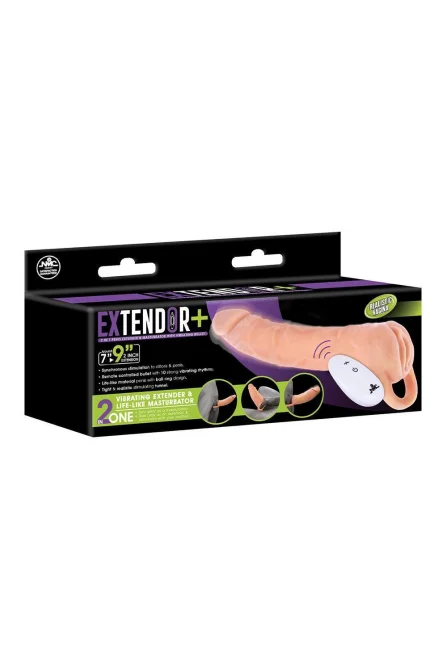 NMC Extendor 2v1 vibračný návlek na penis a masturbátor 23 cm