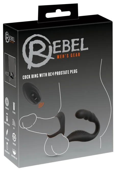 Rebel Erekčný krúžok a stimulátor prostaty - čierny