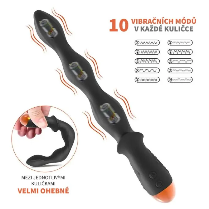 BASIC X Armin vibračné análne korále čierne