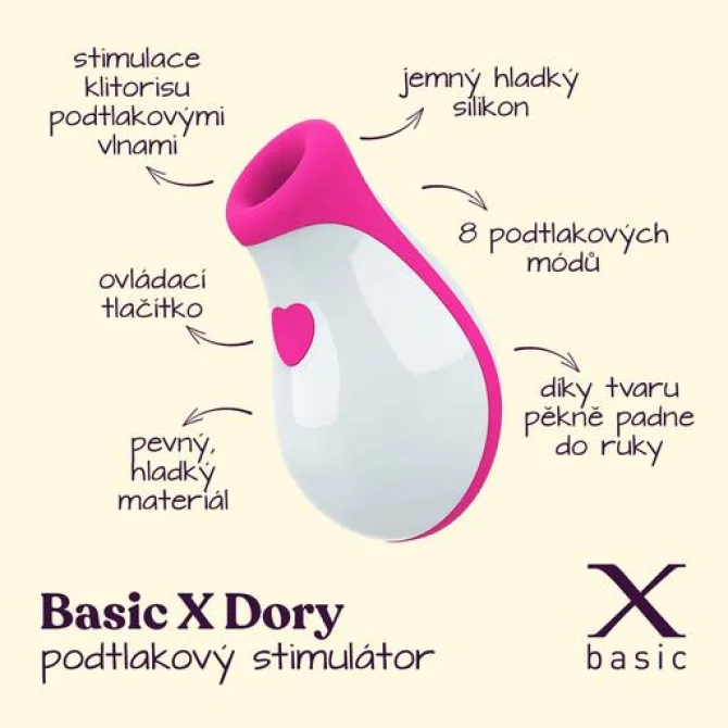 BASIC X Dory podtlakový stimulátor klitorisu ružový