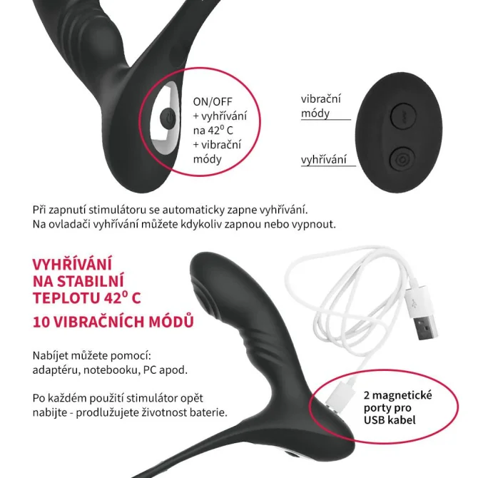 BASIC X Nero stimulátor prostaty na diaľkové ovládanie čierny