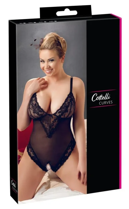Cottelli Curves body s čipkou - čierne