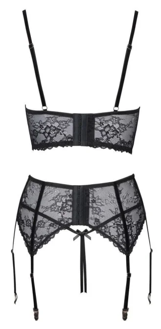Cottelli Lingerie Set s retiazkou - čierny: 90B/XL