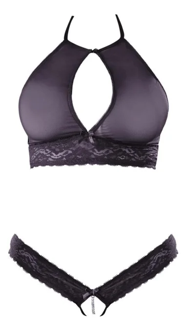 Cottelli Lingerie Súprava podprsenka a nohavičky - čierna: L/XL