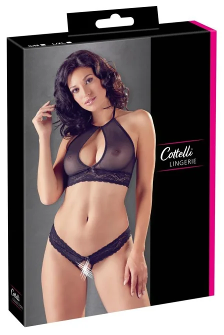 Cottelli Lingerie Súprava podprsenka a nohavičky - čierna: L/XL