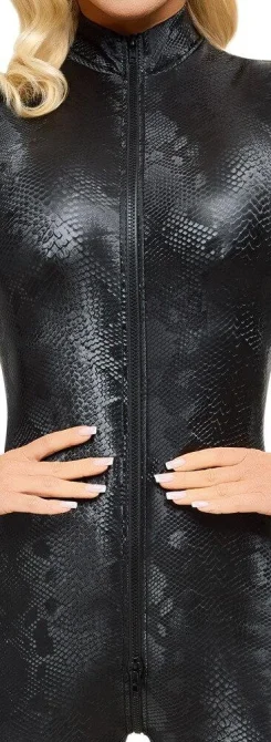 Cottelli Party Jumpsuit s hadím vzorom - čierny
