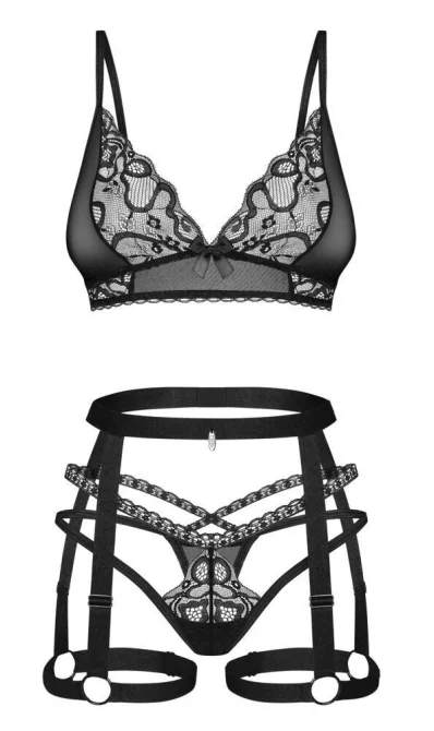 Obsessive Blomentis 3dielny set - čierny