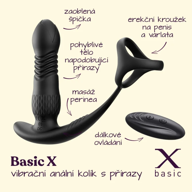 BASIC X Ronie vibračný análny kolík na diaľkové ovládanie