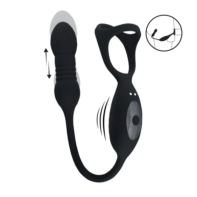 Levelz Vibrating and Thrusting stimulátor prostaty a perinea s erekčným krúžkom