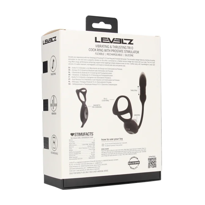 Levelz Vibrating and Thrusting stimulátor prostaty a perinea s erekčným krúžkom