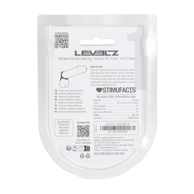 Levelz Soft Bead Grip erekčný krúžok čierny