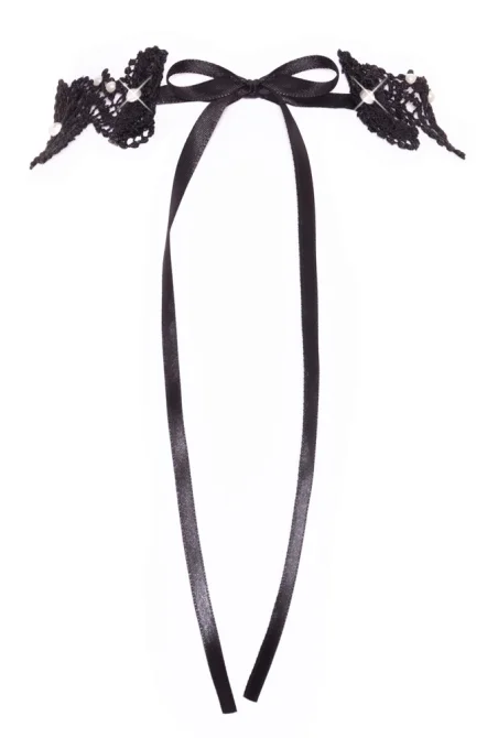 Cottelli Accessoires Choker Čipkový obojok s kamienkami