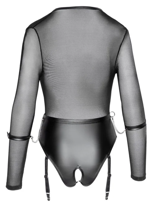 Cottelli Bondage Body s dlhým rukávom čierne M