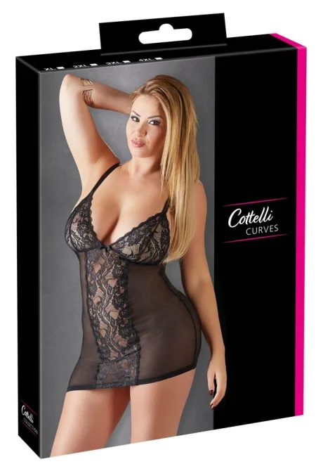 Cottelli CURVES košieľka s čipkou čierna XXL