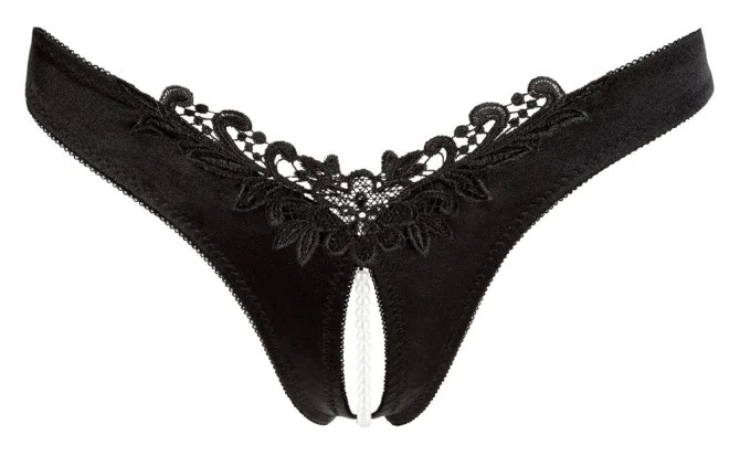 Cottelli Lingerie Nohavičky s korálkami v rozkroku čiernej