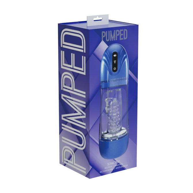 Pumped SonicPull Vibračný masturbátor s vákuovou stimuláciou Mettalic Blue