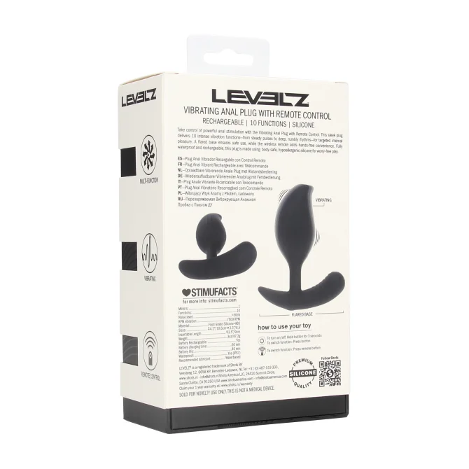 Levelz by Shots vibrační anální kolík s dálkovým ovladačem - černý