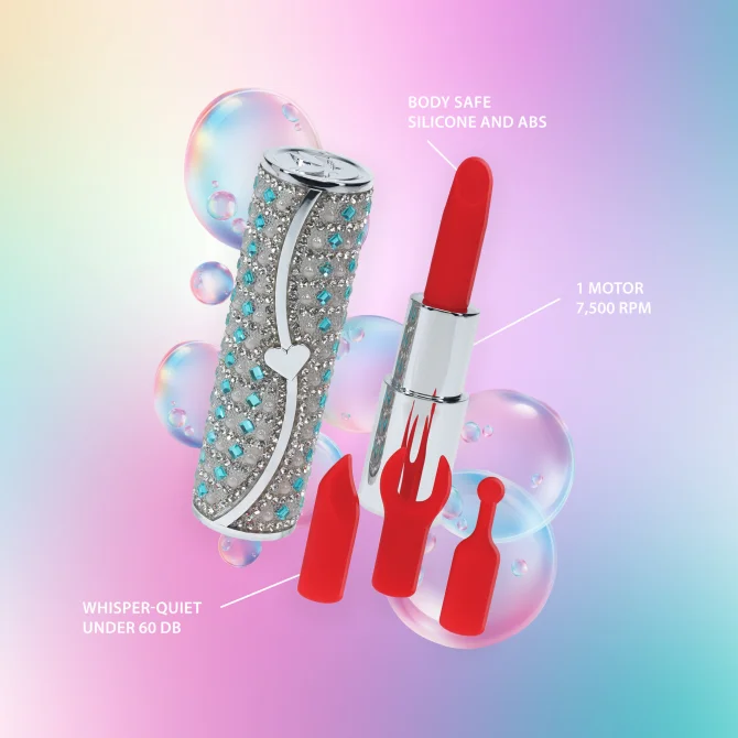 Loveline Tiffany Lipstick minivibrátor se 4 nástavci Blue