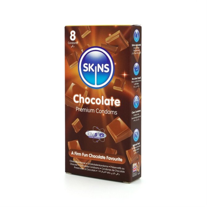 SKINS kondómy Chocolate 8 ks