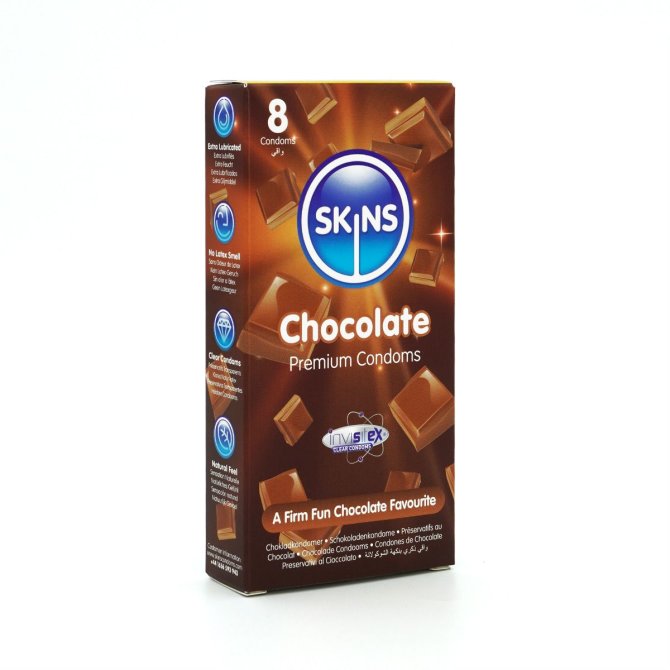 SKINS kondómy Chocolate 8 ks