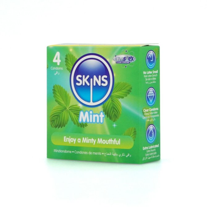 SKINS kondómy Mint 4 ks