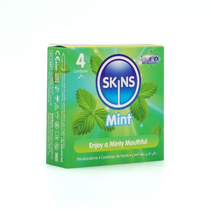 SKINS kondómy Mint 4 ks