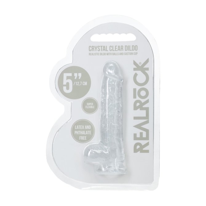 Realrock gélové dildo s prísavkou 14,5 cm transparentné