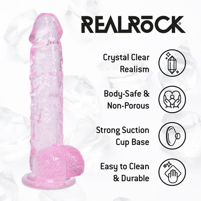 Realrock gélové dildo s prísavkou 14,5 cm ružové