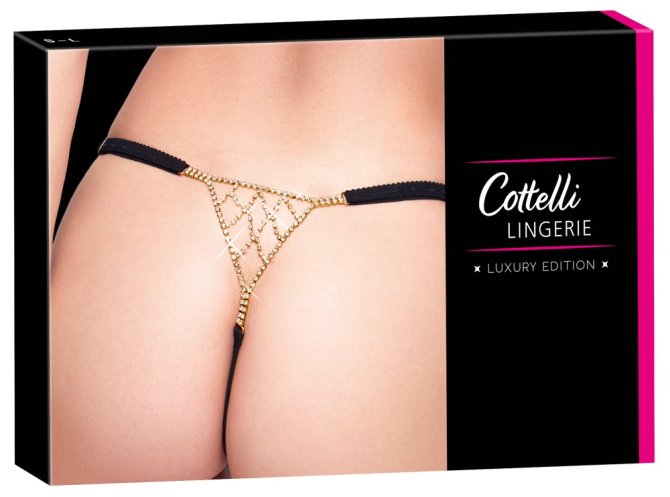 Cottelli Lingerie tanga se zlatou ozdobou s kamínky